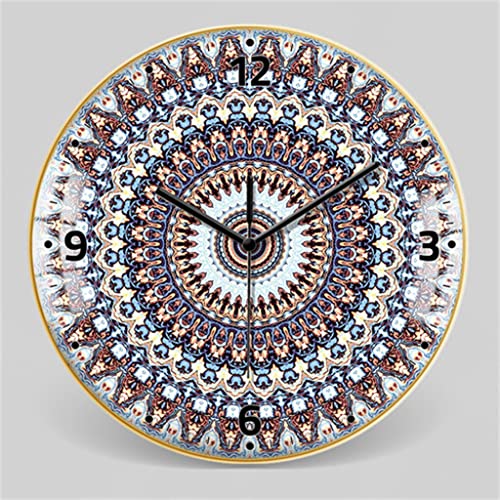 Llly Decorative Clock Ethnic Style Glass Bohemian Pattern Wall Clock Mute Home Wall Clocks (Color : C, Size : 14 Inches) #TOP7