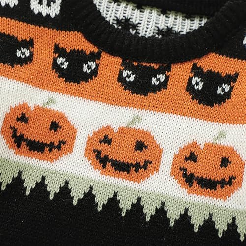 Baby Halloween Sweater Knit Chunky Pumpkin Sweaters Boys Girls Oversized Pullover Outfit Fall Winter Clothes4