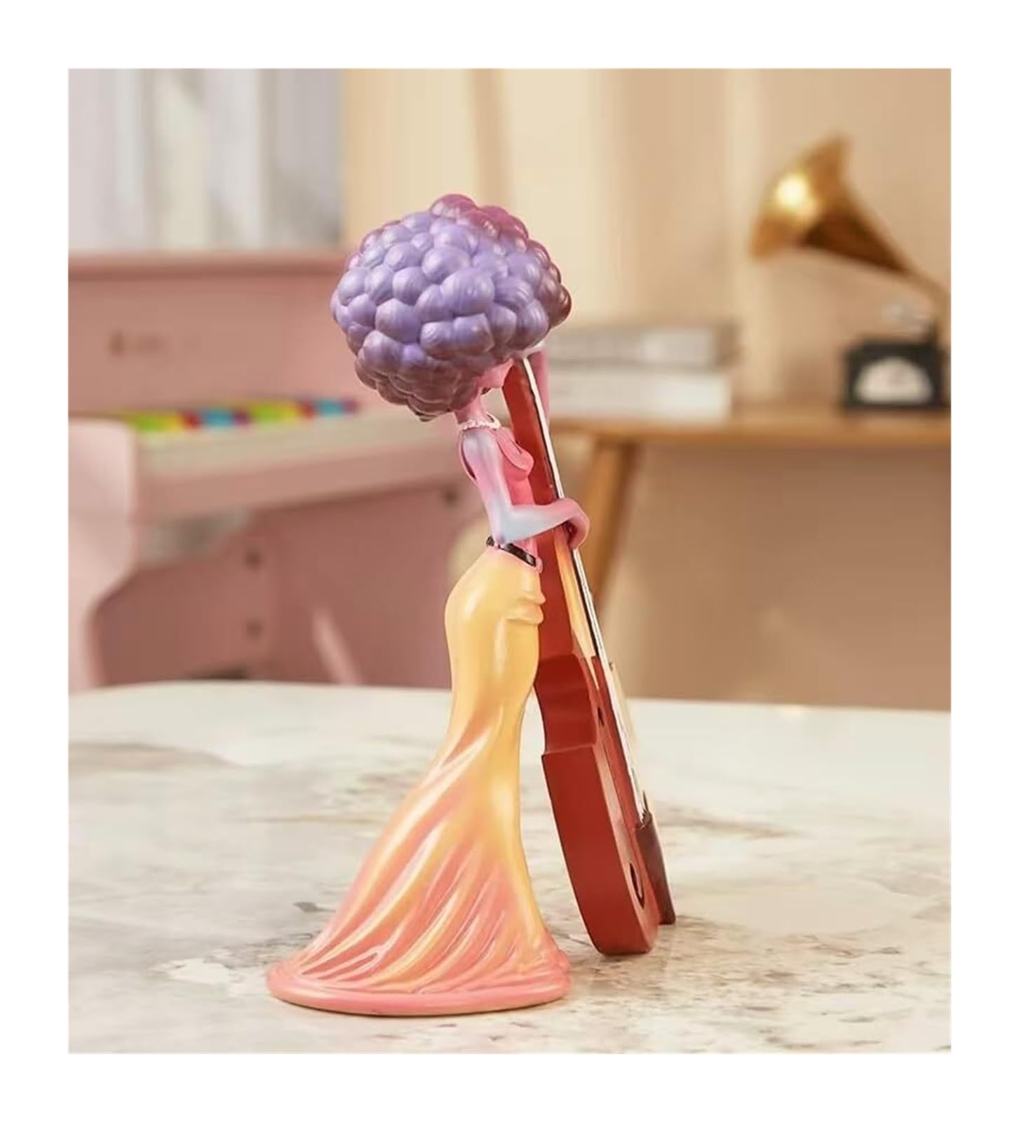 Home Decor Statue Home Decoration Resin Creative Nordic Style Wiolonczela Figurka Dziewczyna Centralny (Purple)