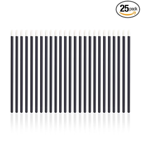 PAC Disposable Lipgloss Applicators Tool | Lip Brush for lipstick | Wands for Lips, Eyes, Makeup Application (25 Pc) - Black