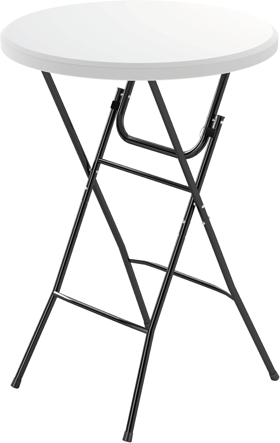 Real Relax 32 in Plastic Folding Round Table Bar Height, HDPE Matrial and 350LB Weight Capacity,High Top Table for Outdoor Party, Cafes,Backyard,Dining Room,Wedding Event,1 Pack, White