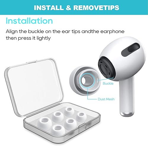 Miniatura 8 de W&Y 3 pares de almohadillas de repuesto para AirPods Pro y 2 generación, audífonos de silicona con reducción de ruido con protección contra el