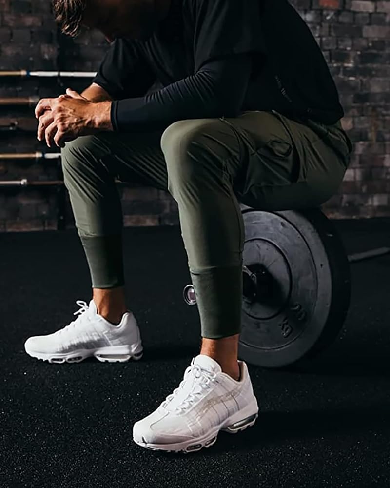 ZACAGO Mens Cargo Joggers High Rib Sport Track Pants Casual