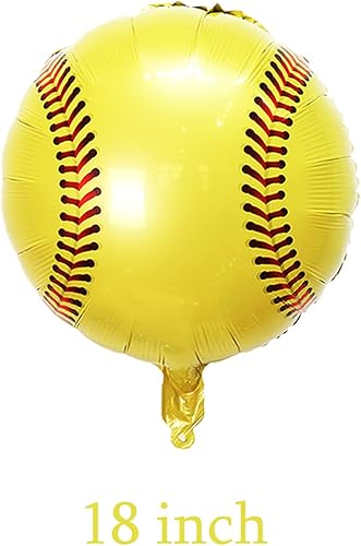 Miniatura 2 de 10 globos de sóftbol de papel de aluminio de Mylar de 18 pulgadas, globos deportivos redondos para sóftbol temático de cumpleaños, baby shower,