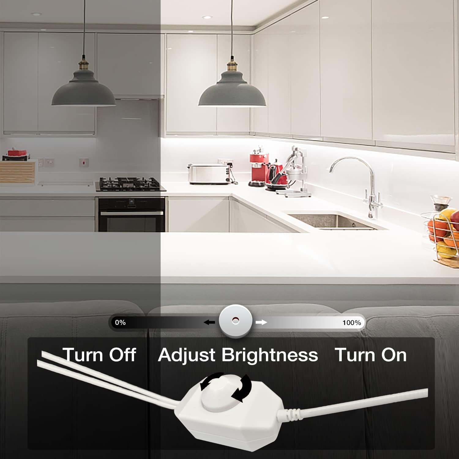 DAYBETTER White LED Strip Light, 100 ft Dimmable Strip, 6500K 24V Lighting Strips, 1800 LEDs 2835 Tape Lights for Bedroom, Kitchen, Mirror, Home Decoration(2 Rolls of 50 ft) - Image 5