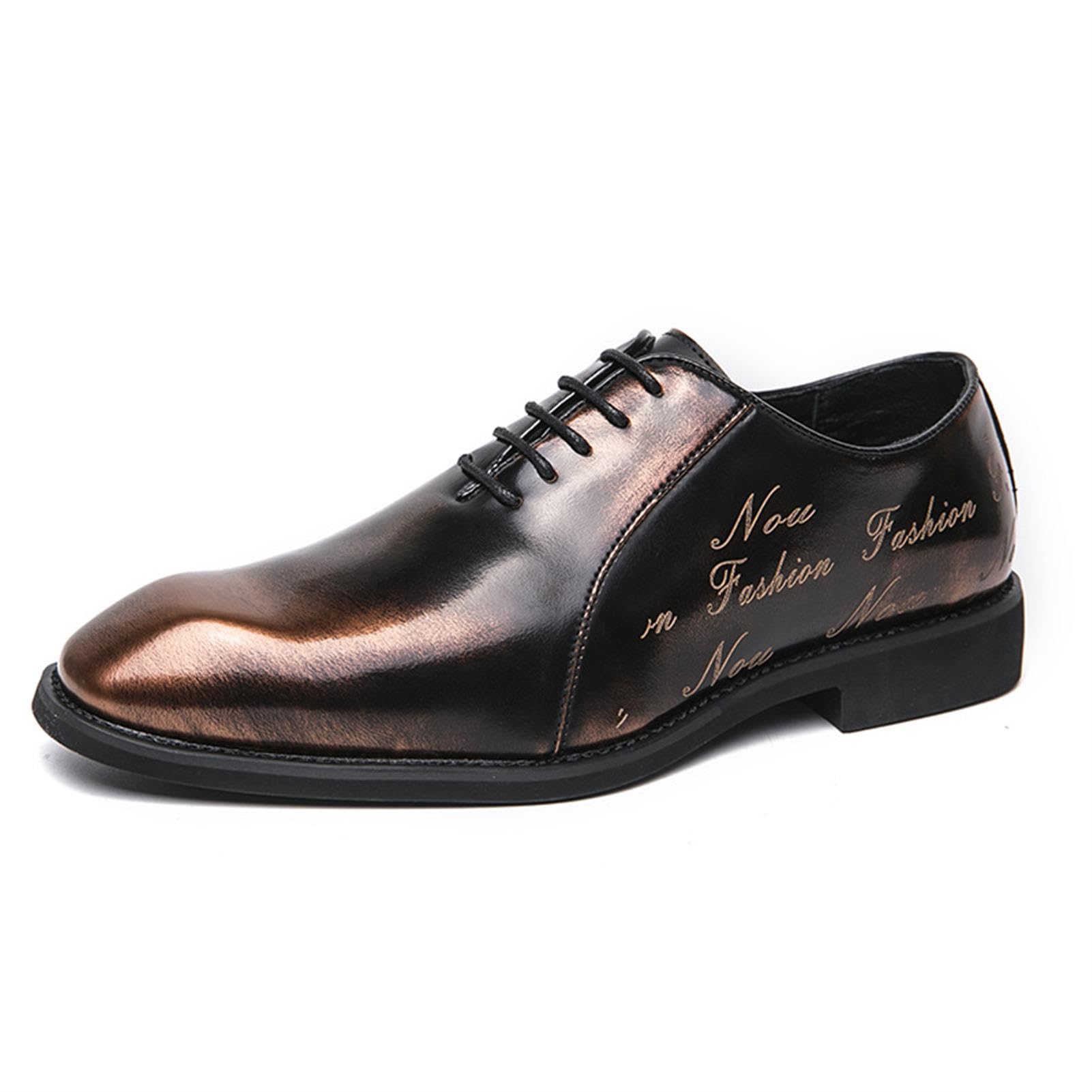 Scarpe Oxford Classiche da Uomo Stringate in Ecopelle Lucida Formali con Dettagli Laterali per Ufficio Business Matrimonio e Feste Eleganti