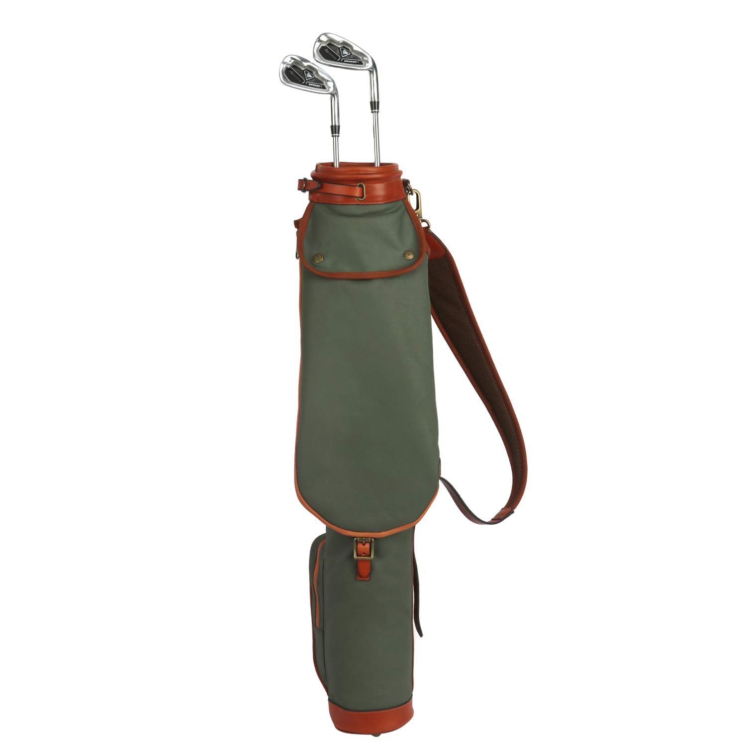 TOURBON Grün wasserdichte Segeltuch-Golfbag für Golfschläger, weicher gepolsterter Schultergurt, 3 Taschen, 3 Divider, geeignet für Erwachsene Golfer (Unisex)