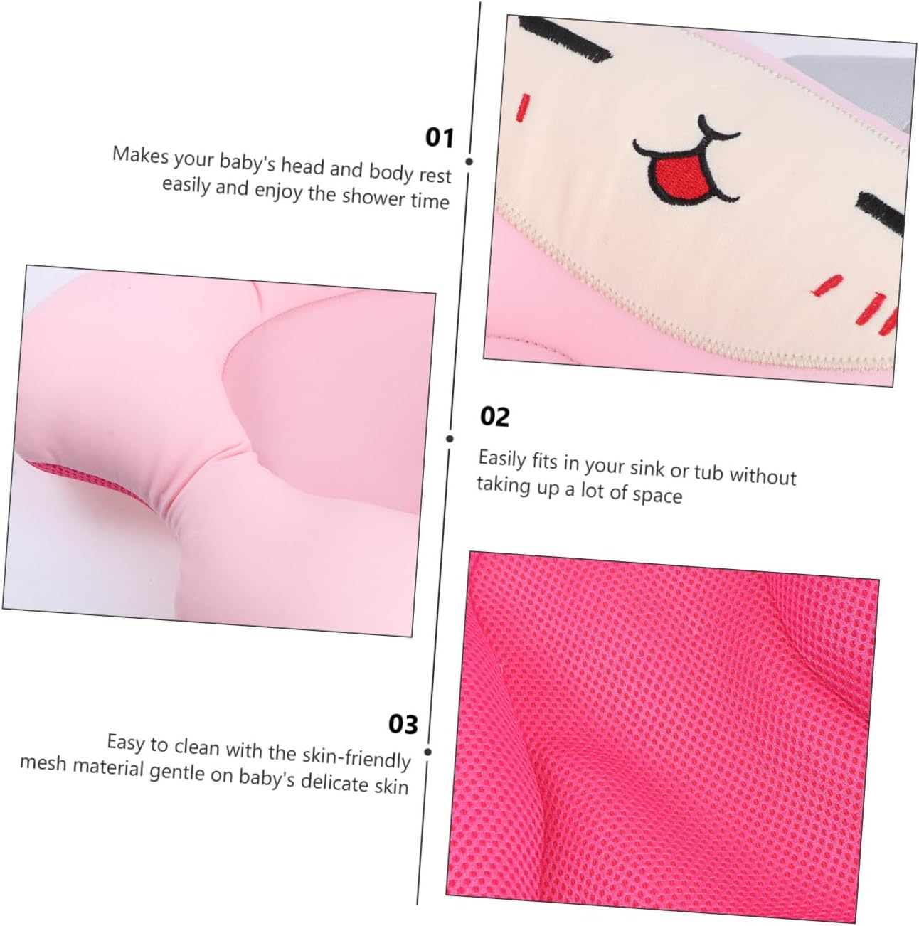 BESPORTBLE Shower Cushion Bath Tub Pad Non Slip Bath Seat Support Soft Skin Friendly Shower Cushion with Cartoon Design for Head Neck Back Protection