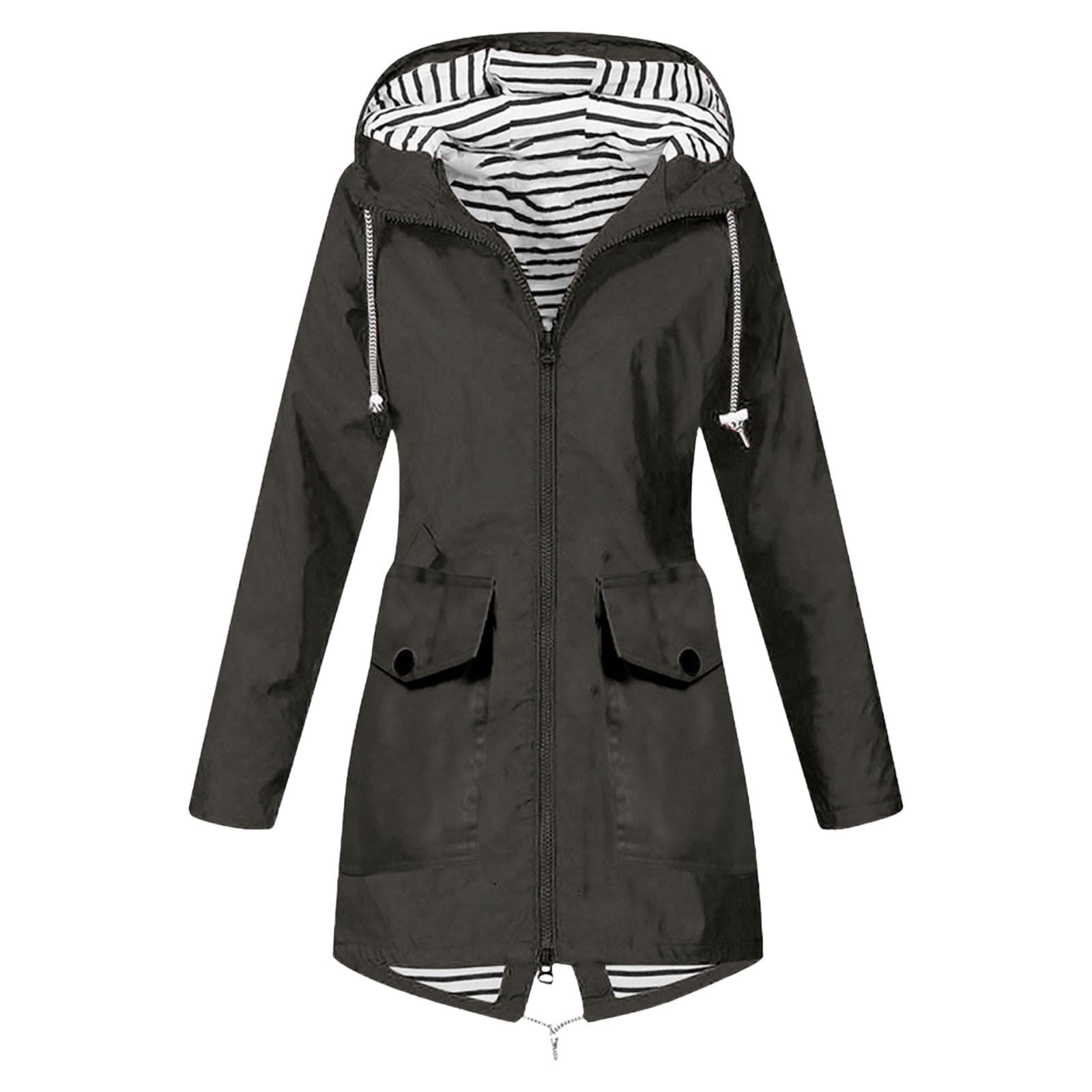 Rain Coats For Women Summer Clothes For Women Uk Ladies Wax Jackets Uk  Water Wind Proof Jacket White Trench Coat Women Summer Coats Plus Size