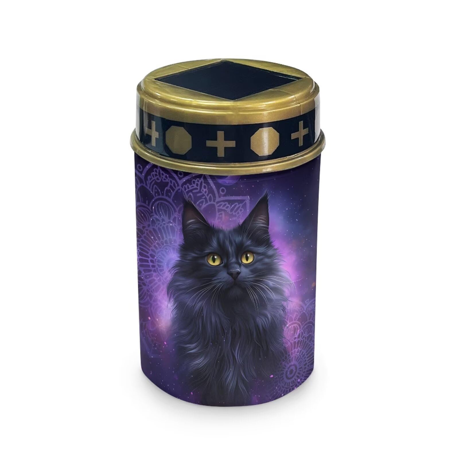 HUGS IDEA Black Cat Cemetery Solar Lights for Grave Waterproof Solar-Powered Grave Lights Gothic Memorial Decorations, Outdoor Pathway Lighting for Gardens