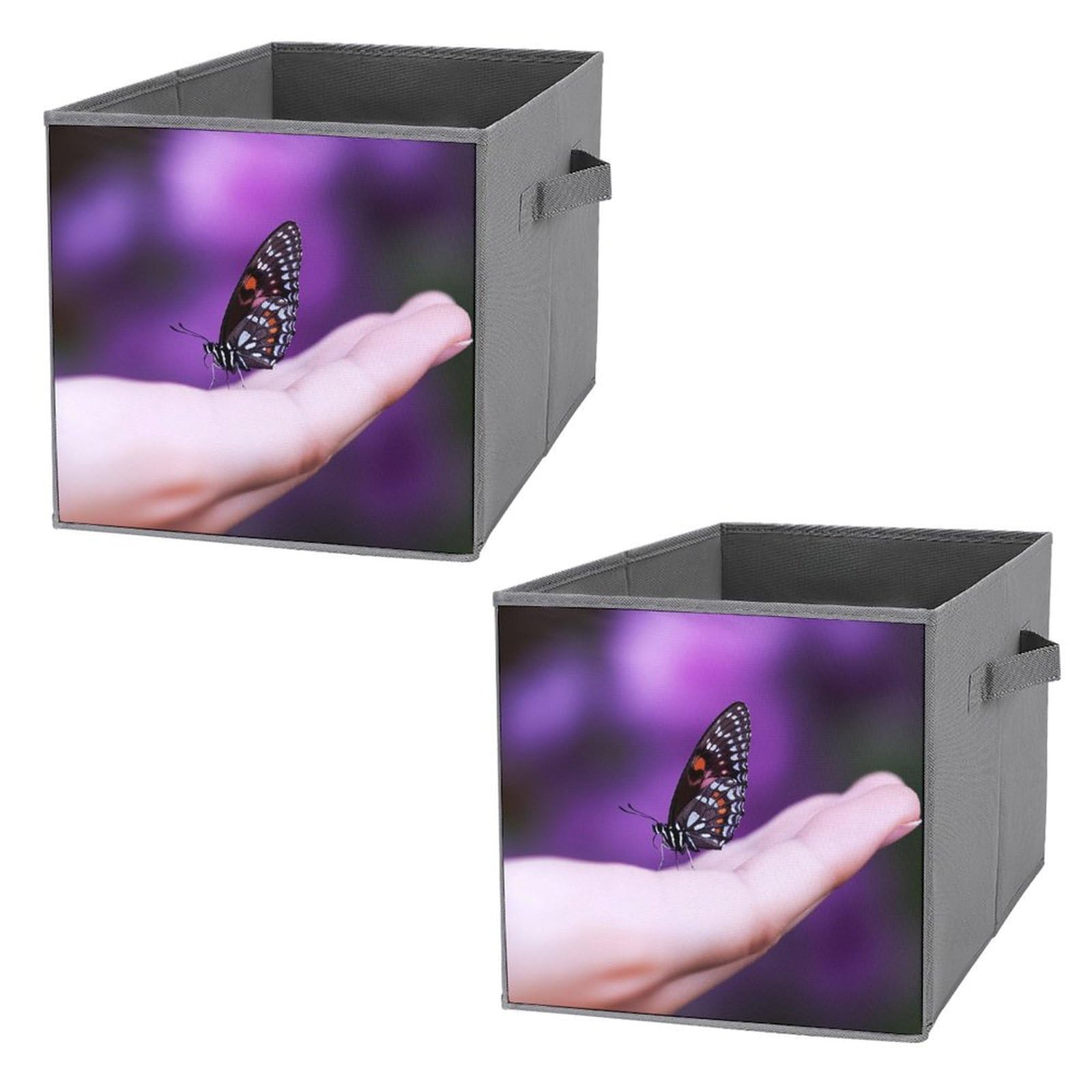Boîtes de rangement pliables cubes tissu motif papillon cube armoire 27cm