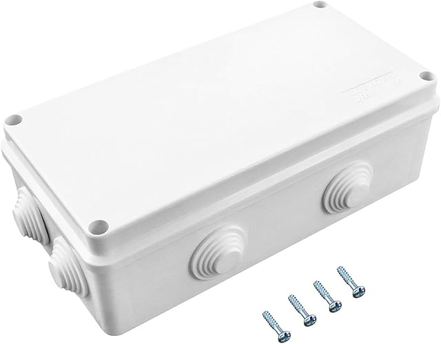 QWORK Electrical Junction Box , Waterproof Dustproof IP65 ABS Plastic Universal Electrical Project , White , 7.9 x 3.9 x 2.8 inch ( 200 x 100 x 70mm)