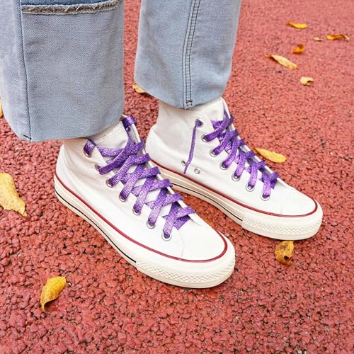 Image of Booyckiy 3 /4 inch Wide Satin Ribbon Shoelaces Flat Colorful Shoe Laces for Women Girls