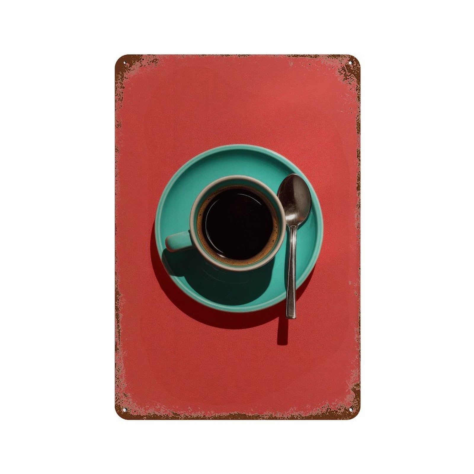 xiaoxiaoshen Turquoise Coffee Cup1 Wall Decor Art Metal Tin Poster Modern Home Decor Art Home Bar Shop Decorations Vintage Sign 30x20cm
