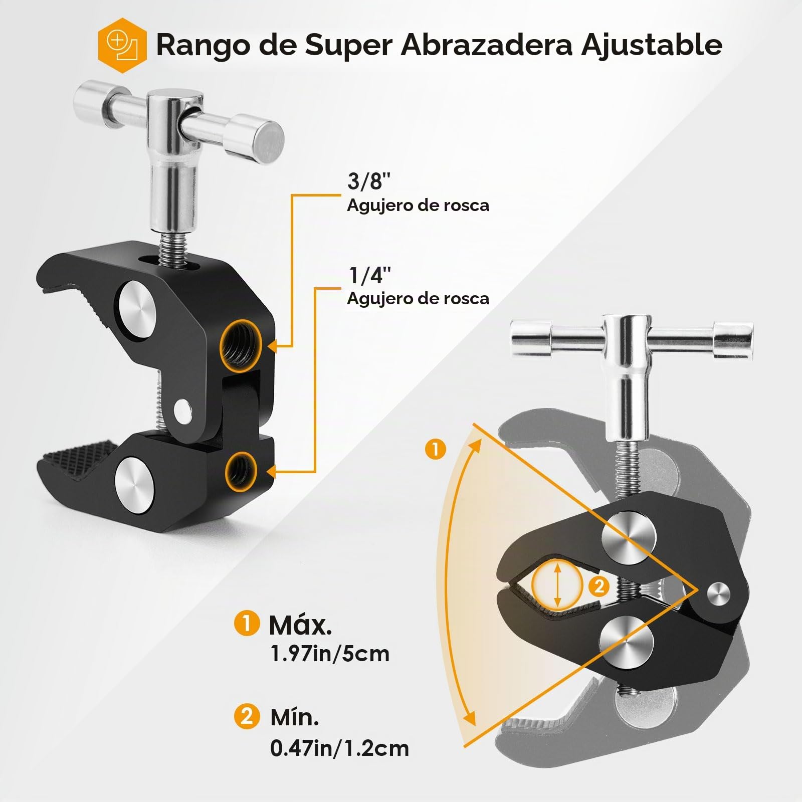 TARION Brazo mágico con súper abrazadera – Soporte de brazo de fricción articulado flexible mejorado de 28 cm y abrazadera de cangrejo ajustable con tornillo de rosca de 1/4 pulgadas 3/8 pulgadas para