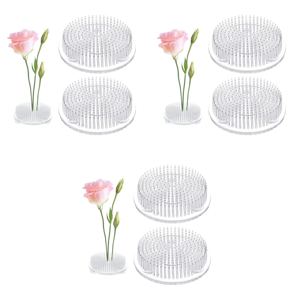 HASTHIP® 6PCS Round Floral 2.76 inches Ikebana Flower Arrangement Tray with Suction Cup Stem Holder Plastic Summer Activity Wedding Decoration-image-46