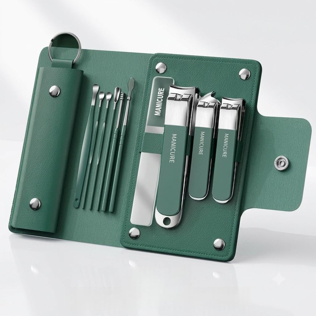 10-in-1 Manicure & Pedicure Kit with PU Leather Travel Case | Stainless Steel Tools, Nail Clippers Included, For Men Women & Kids, Rust-Resistant, Home & Travel Use-image-29