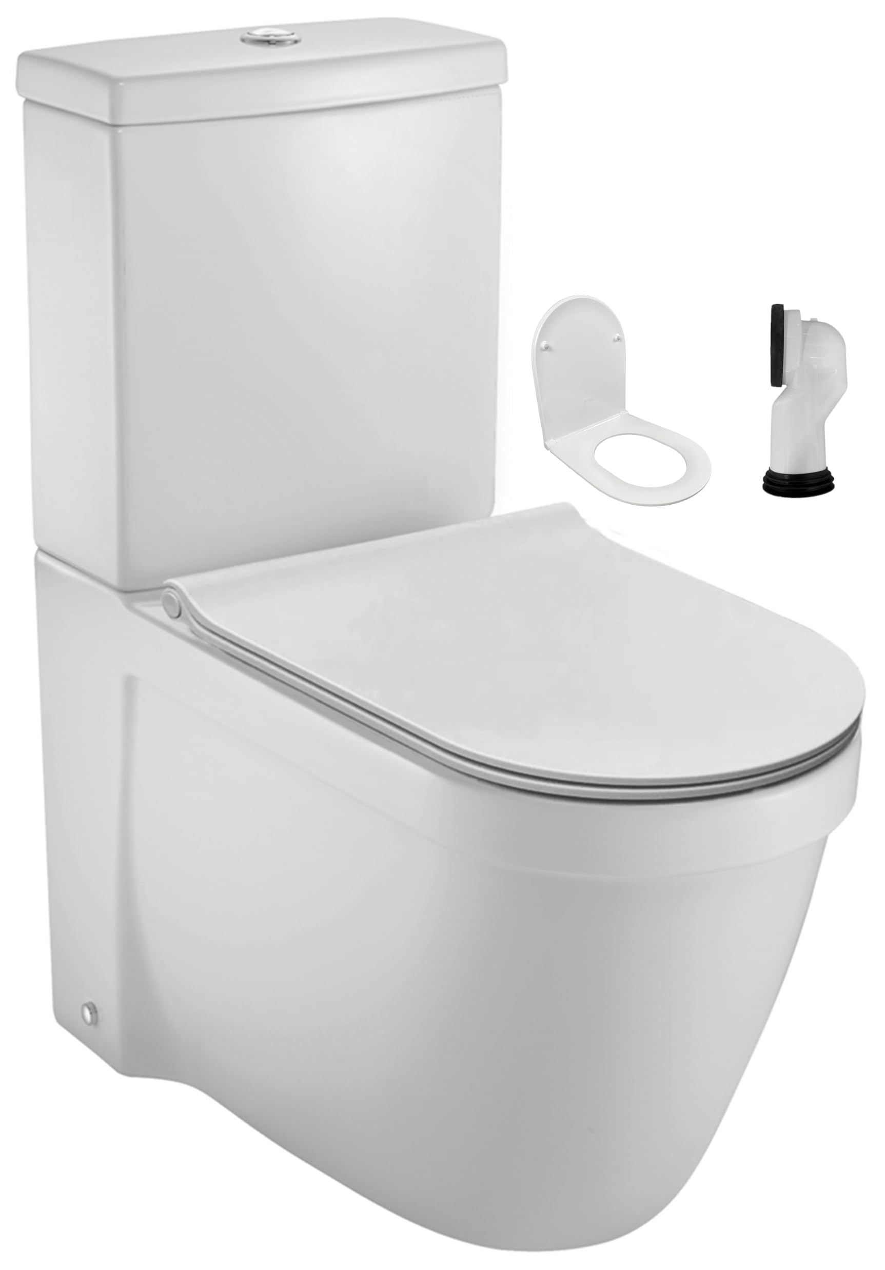 JACOB DELAFON WC completo Inodoro a suelo salida dual y alimentación fondo con cisterna, asiento, codo y conexiones Toma de llave oculta RODIN E77773-00