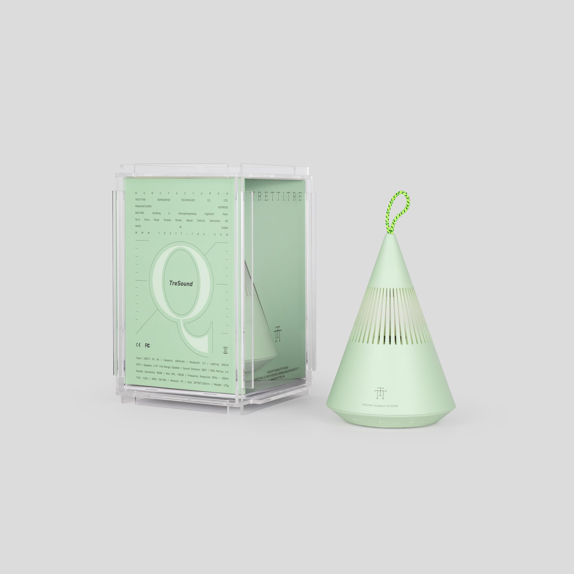 Enceinte Bluetooth FSYGloryGlides Tresound Q - IPX67 Étanche, Lumière D'Ambiance, Son 360°, TWS Stéréo