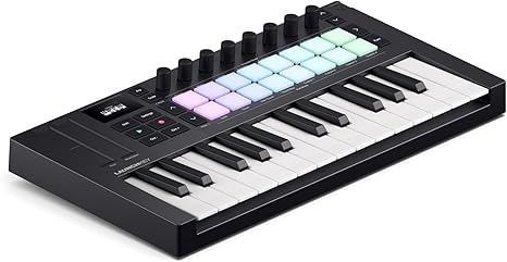 Novation Launchkey Mini 25 MK4 — Portable 25 Mini-Key, USB, MIDI Keyboard Controller with DAW Integration. Chord Mode, Scale Mode, Drum Pads, and Arpeggiator. Includes Music Creation Software Bundle