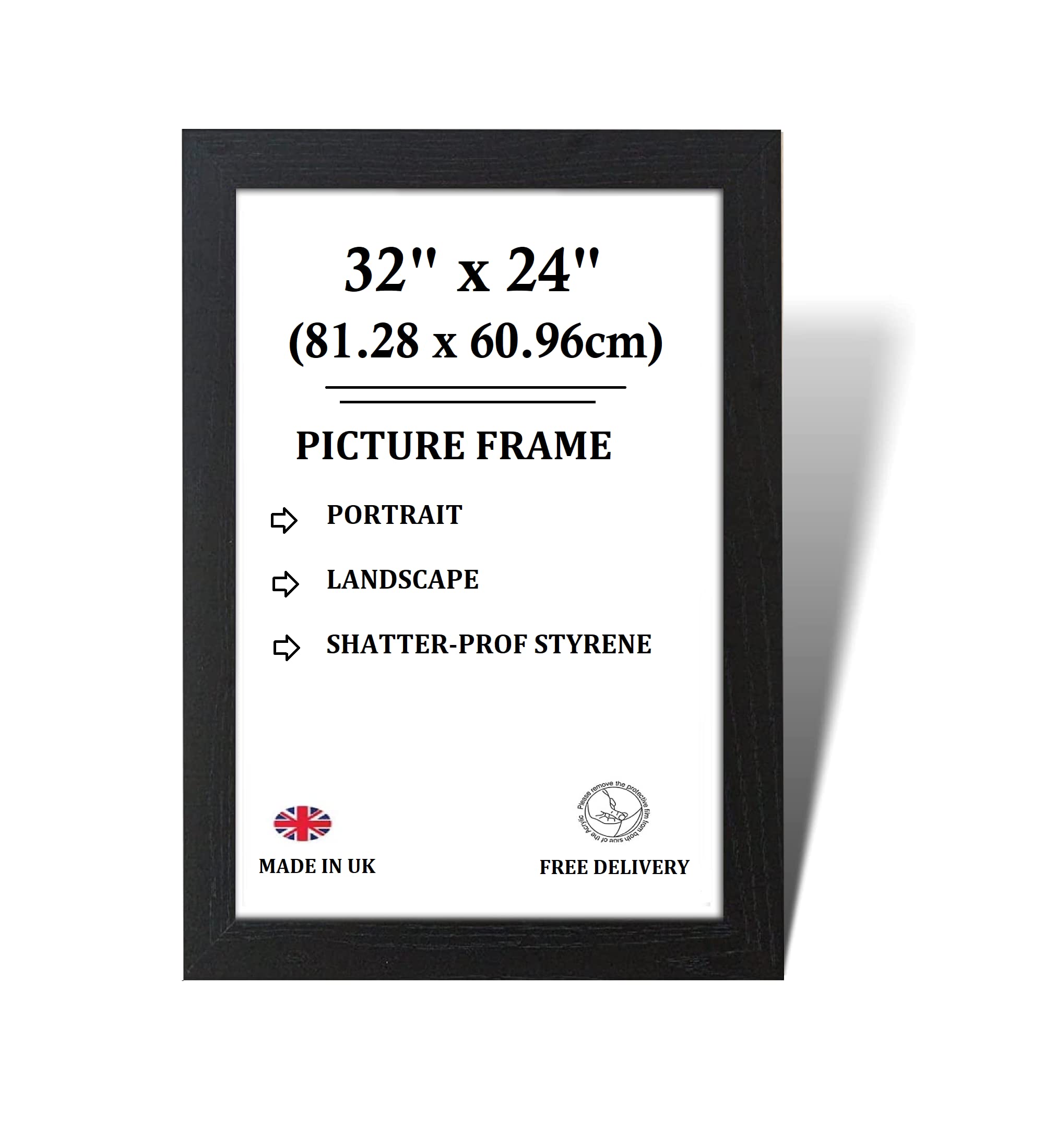 Online Deals Outlet Picture Frame Premium Photo Frame made of MDF Wood Portrait & Horizontal Wall Hanging Shatterproof Front Wall Mount, Poster Frame (32 x 24 Inches, Black)