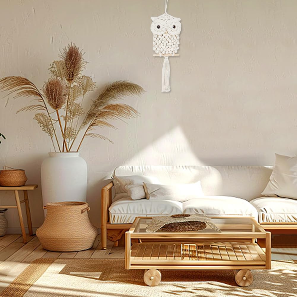 FREEBLOSS Kit Macramé Hibou Décoration Murale Suspendue Hibou DIY Artisanat Faire Tapisserie Murale En Macramé Avec Instructions Pour Débutant, Bicolore