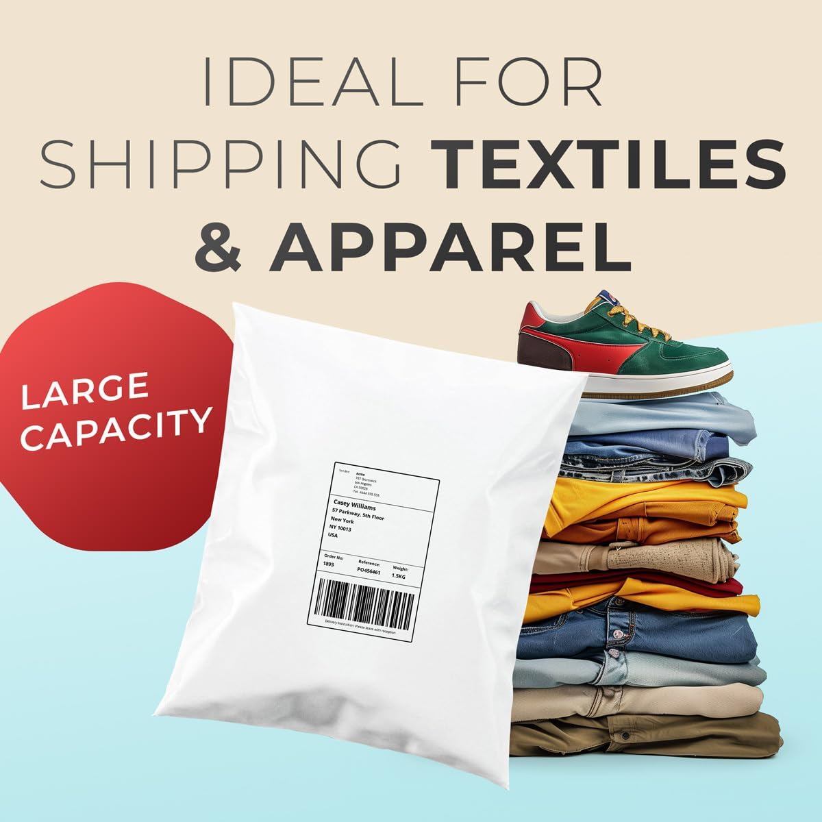 Poly Mailers Shipping Bags for Clothes | Packaging Bags for Small Business | Plastic Packing Envelopes (13x10, 1000, Pack)
