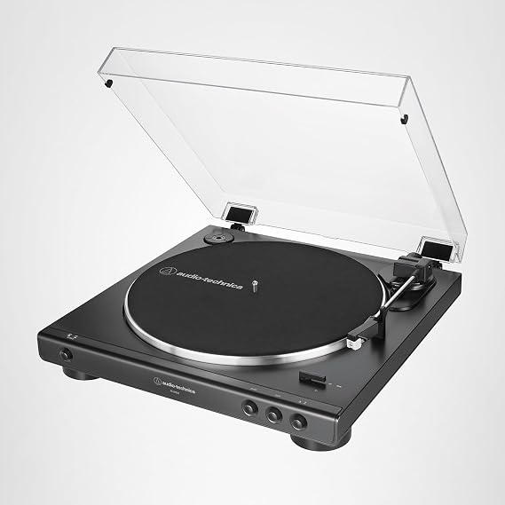 Audio-Technica AT-LP60X-BK Fully Automatic Belt-Drive Stereo Turntable, Black, Hi-Fi, 2 Speed, Dust Cover, Anti-Resonance, Die-Cast Aluminum Platter