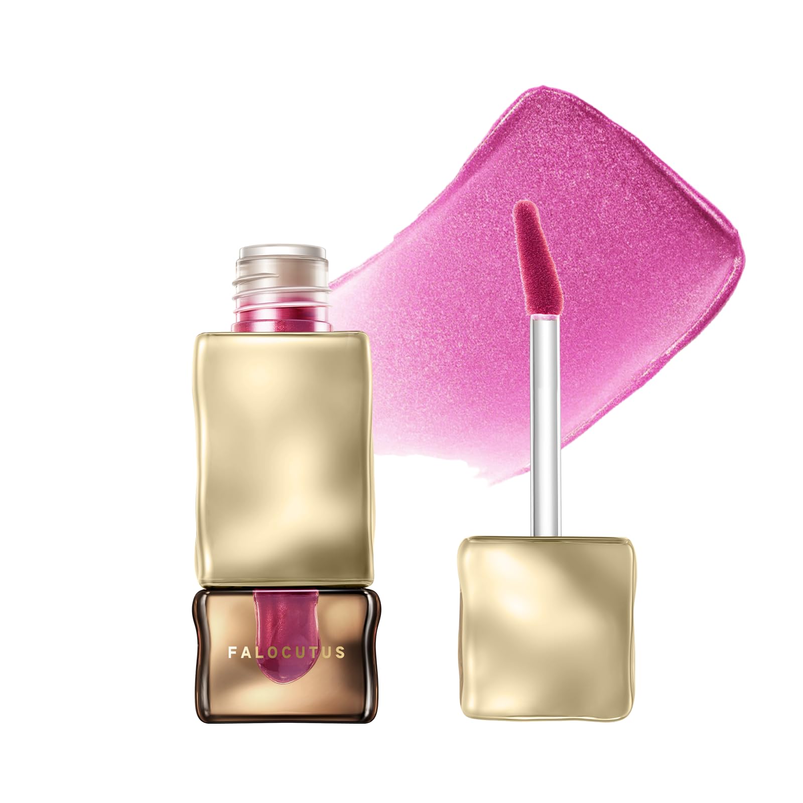 Falocutus Metallic 3D Shine Liquid Lipstick,Waterproof＆Long Lasting Makeup lipgloss,Non Stick Cup Lip colour,High Impact and Fuller-Looking Lips