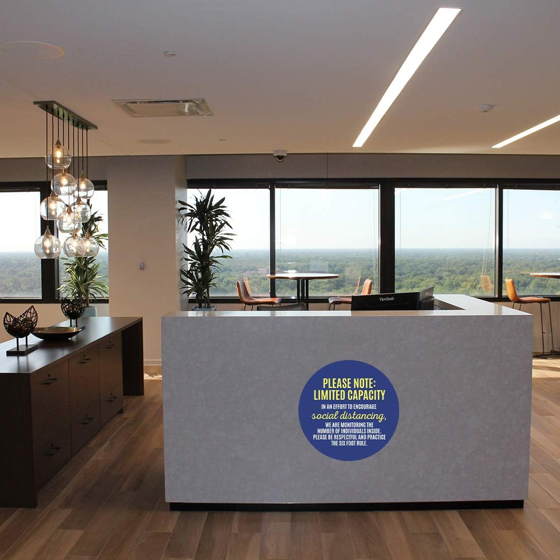 Andaz Press Building Bathroom Office Maximum Occupancy Limited Capacity For Social Distancing Business Signs, 50 Labels, 10-Pack 8" Round Labels + 40-Pack 2" Circle Vinyl Sticker Decals