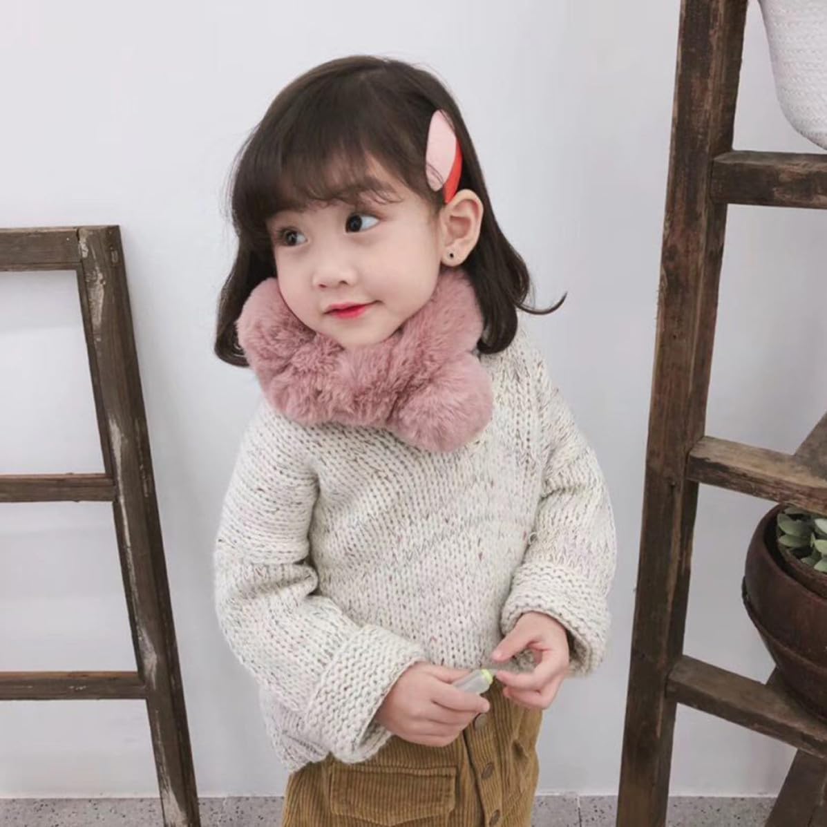 Xmas Boy Girl Plush Cross Tie Scarf Winter Warm Neck Warmer