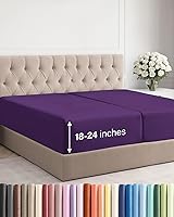 Vista 83 de Sábana bajera extra profunda tamaño Queen – Sábana bajera individual de lujo para hotel solamente – Se adapta fácilmente a colchones de 18 a 24