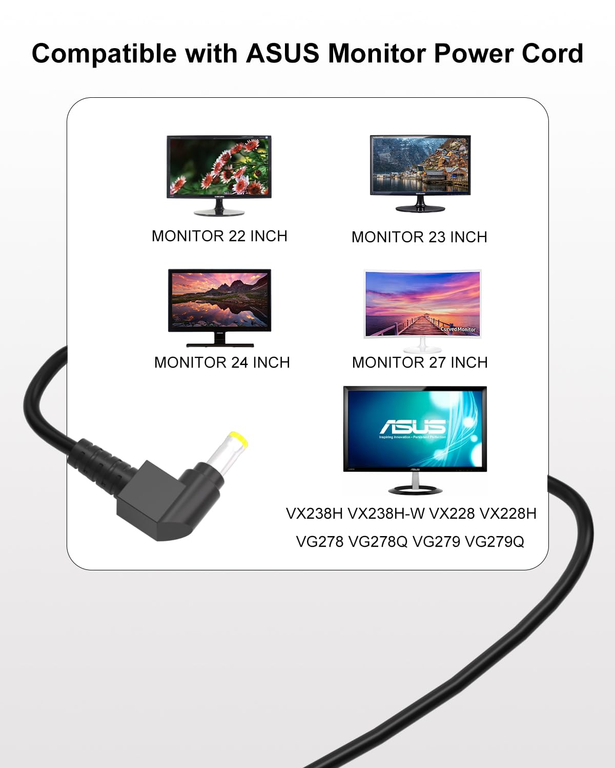 Amazon.co.jp: Zosam 19V モニター電源コード Asus モニター電源コード