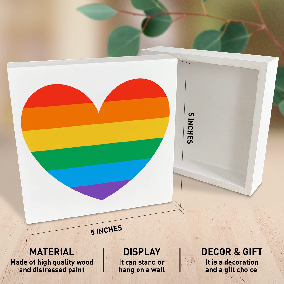 Vgrti Love Who You Are Wooden Sign - LGBT Rainbow Pride Desk Decor For Home Or Office - View #4