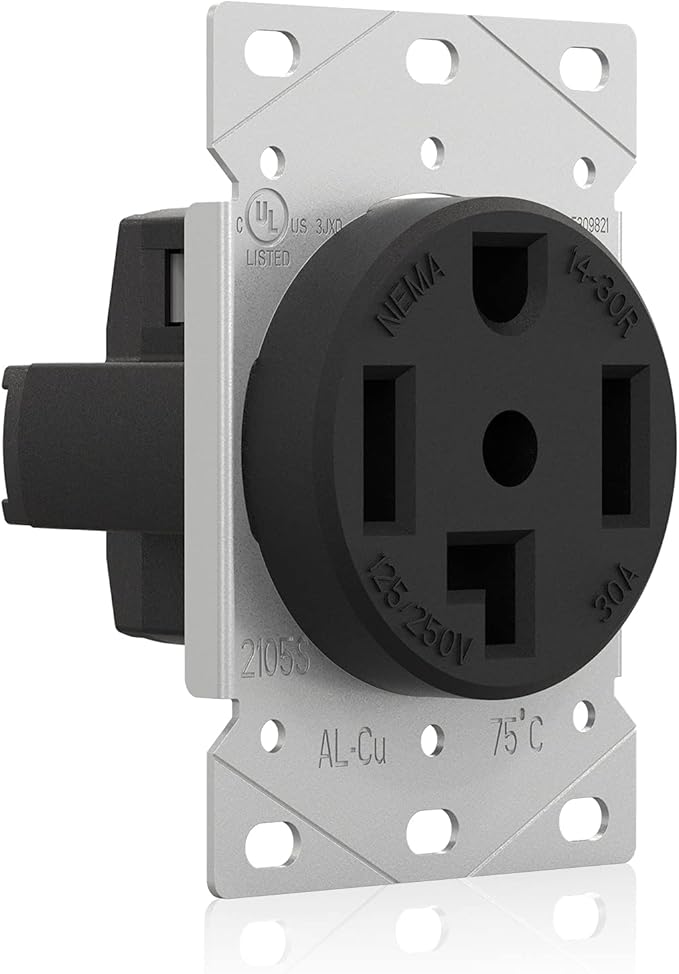 ELEGRP 30 Amps 125/250V Dryer Outlet, Flush Mounting Power Outlet, NEMA