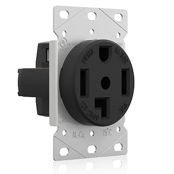 ELEGRP 30 Amps 125/250V Dryer Outlet, Flush Mounting Power Outlet, NEMA 14-30R, Straight Blade Heavy Duty Dryer Receptacle, Grounding, 3 Pole 4 Wire, UL Listed, 1 Pack