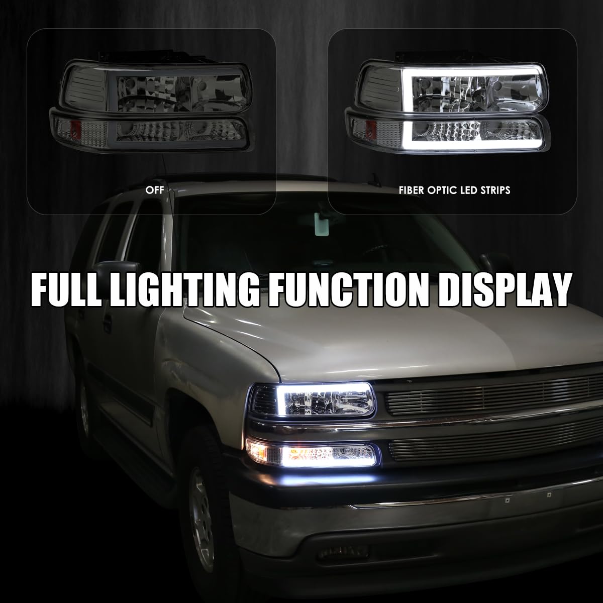 Luces De Estacionamiento Delanteras Negras/Ámbar Para Chevy Silverado, Suburban, Tahoe 1999-2002 - Par Izq/Der