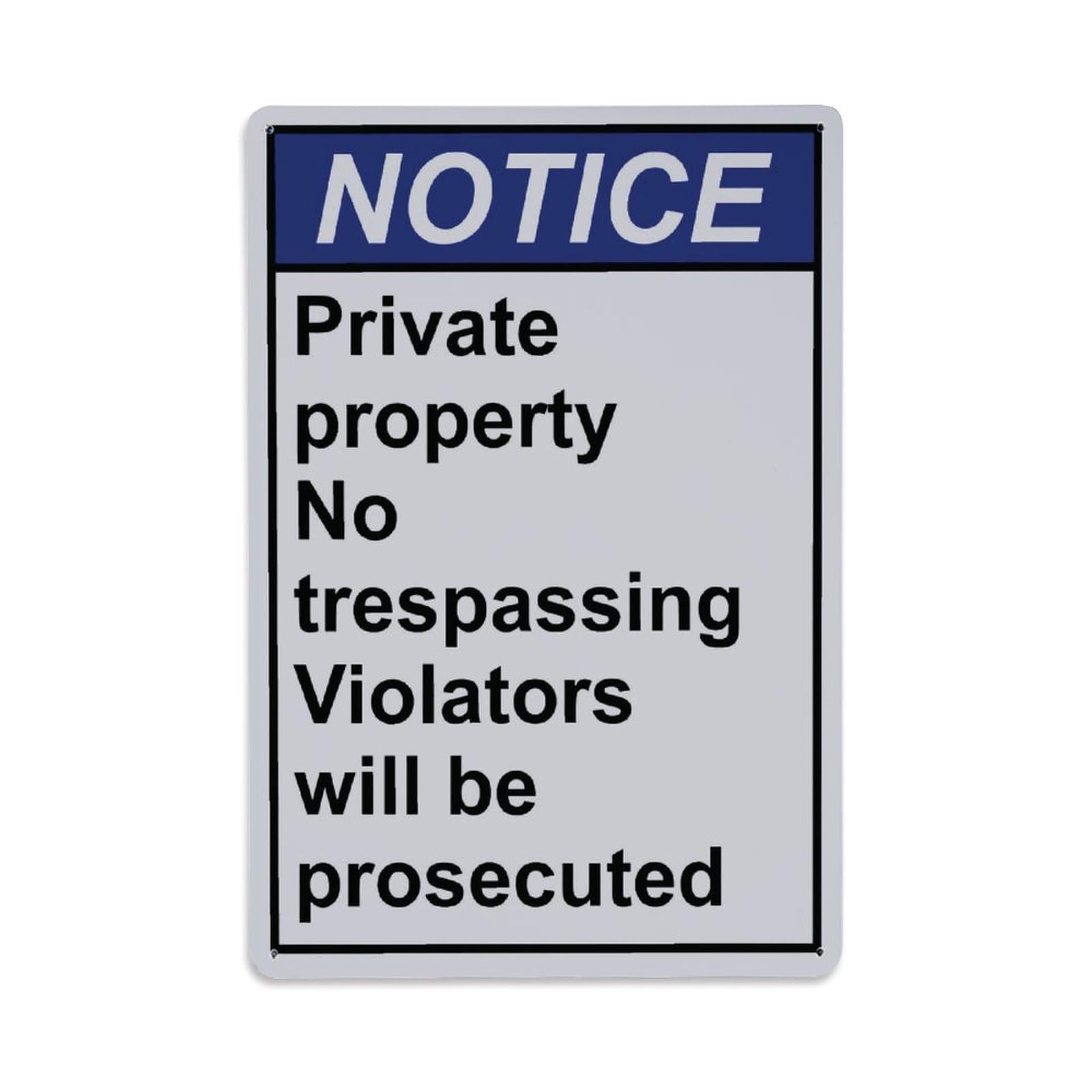 Private Property No Trespassing Notice Sign Vintage Aluminium Metal Sign, Retro Wall Decor for Home, Bar, Garage & Farmhouse 30x20cm