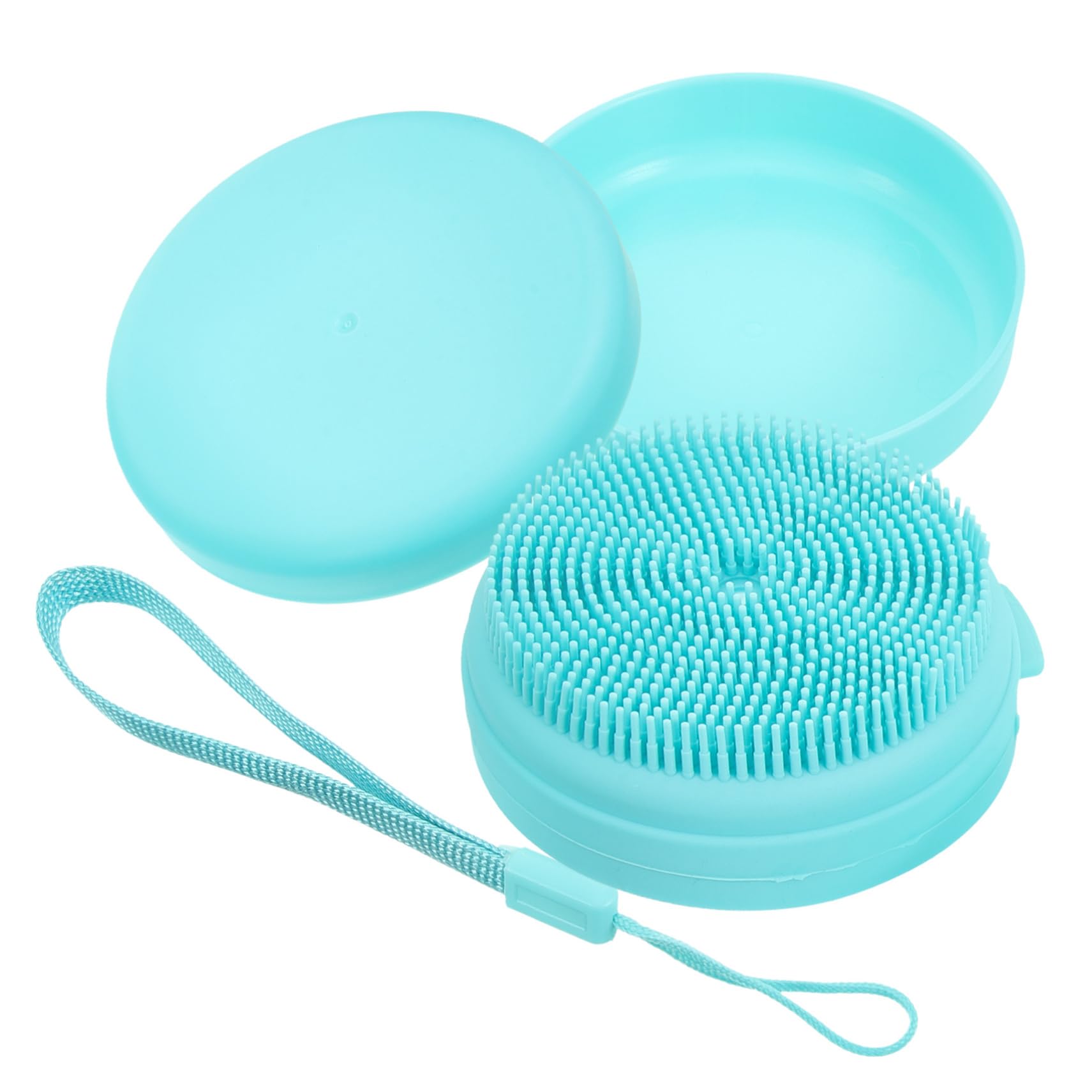Cepillo De Baño De Silicona Con Cabezal Exfoliante Masaje Corporal Estuche Porta Jabón Diseño Antideslizante y Colgante Para Ducha Portátil