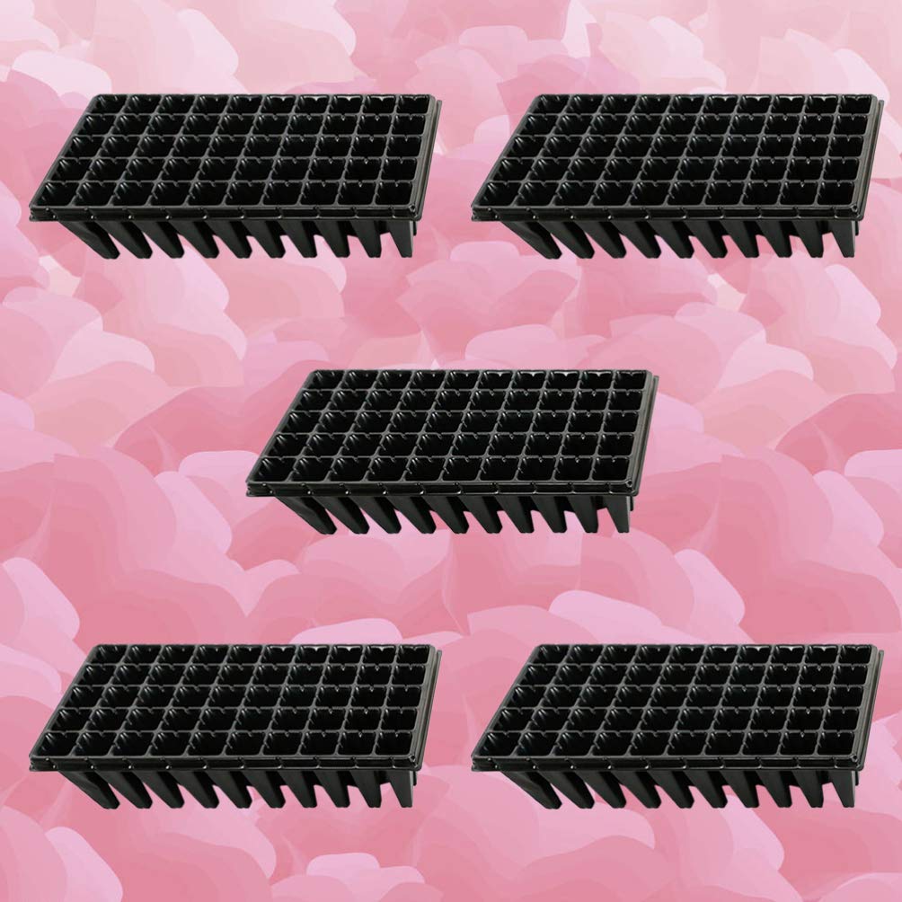 Yardwe Plantes D'intérieur 5 Pièces Plateaux de Propagateur Plateau de Démarrage de Semis 50 Cellules Plateau de Pots de Pépinière pour Jardin Hydroponique Humidité Germination Fournitures
