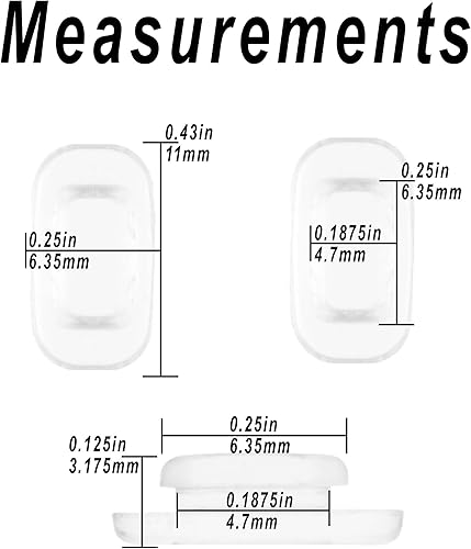 Miniatura 2 de GMS Optical Silicona suave de alta calidad, almohadillas de nariz rectangulares (deslizanteempujar), 0.433 in (10 pares, rectangulares,