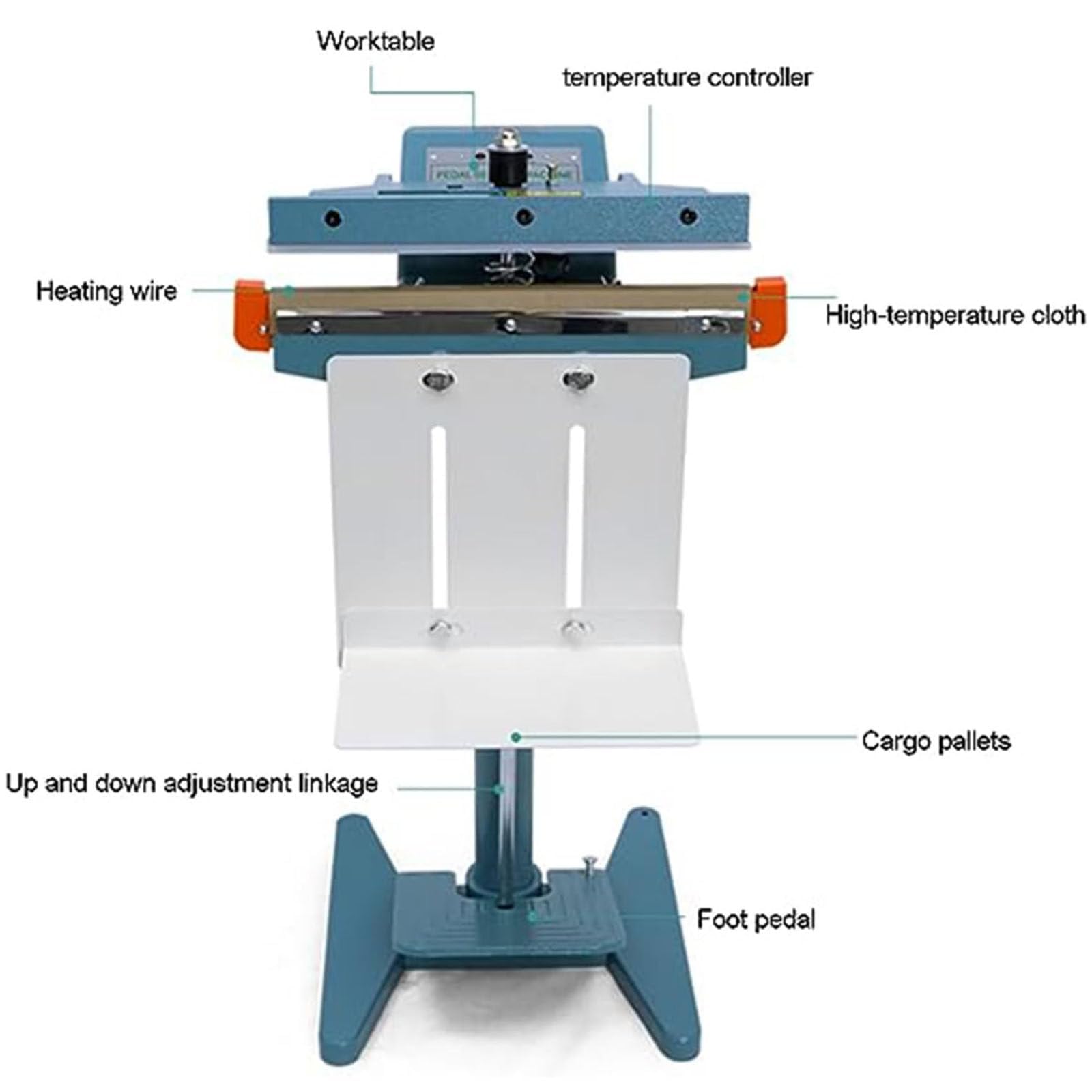Scelleuse Thermique Industrielle pour sachets avec pédale, scellage par Impulsion pour Films thermoplastiques, Chauffage Double Face - 650 mm