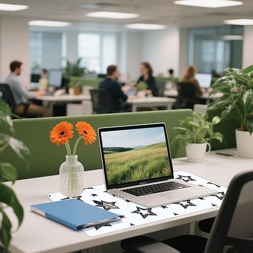 Miniatura 5 de Black Outline Stars Mouse Pad Large Gaming Desk Mat with Non- Slip Rubber Base Smooth Face Long Mousepad Office Mat for Desk Accesories for School