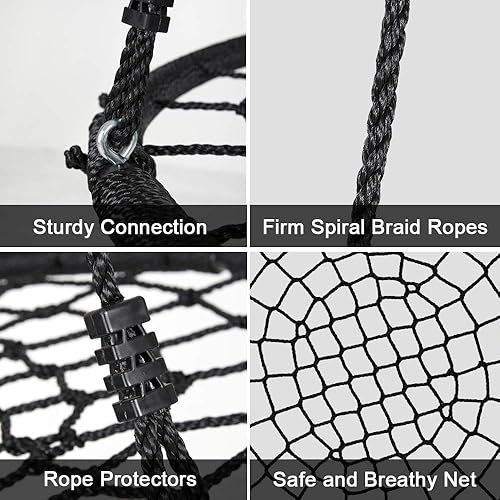 Miniatura 3 de AMGYM Juego de columpio para árbol de 40 pulgadas, columpio de red redonda de telaraña para niños con cuerdas ajustables de 71 pulgadas, máximo 660