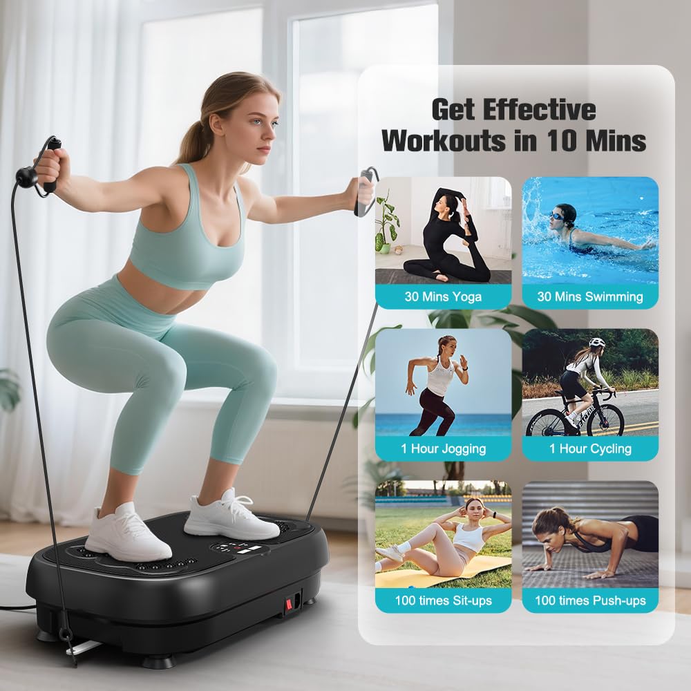 Attrezzo fitness maturo con piastra vibrante, piattaforma fitness per tutto il corpo, vassoio vibrante, drenaggio linfatico, agitazione per la perdita di peso, brucia grassi con 2
