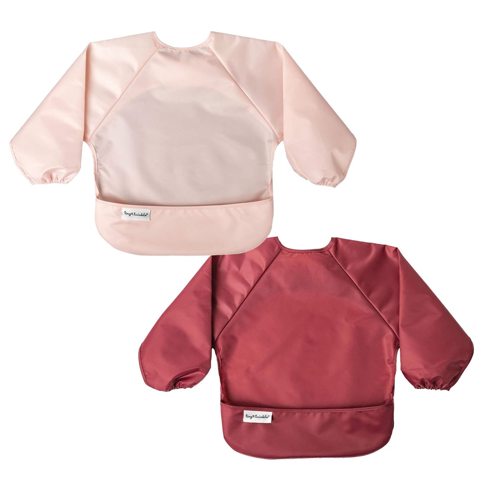 Tiny Twinkle Schmutzfestes Baby-Lätzchen, 2pk – Leichtes Kleinkind-Lätzchen – Lätzchen für Babygeführtes Abstillen, Pflegeleicht & Maschinenwaschbar mit Ärmeln
