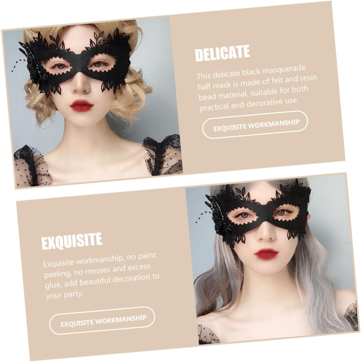 Masquerade Half Face Mask Black Felt Rose Decoration Party Role-play Mask for Ball Cosplay Accessories