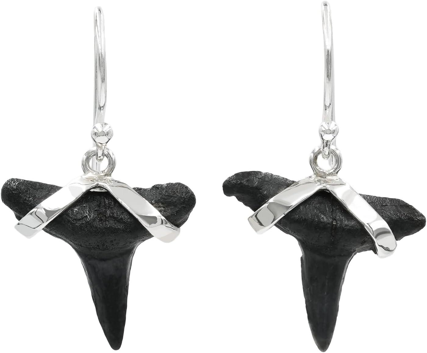 Fossil Shark Tooth Sterling Silver Earrings