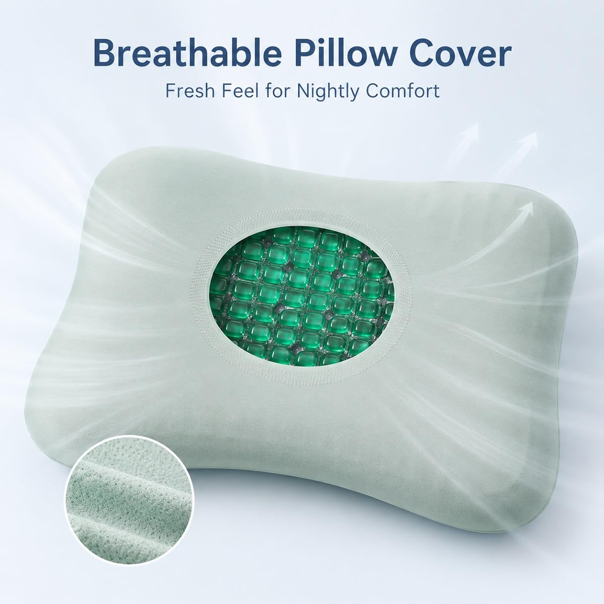 Cuscino Cervicale Ergonomico per Dormire in Gel Rinfrescante 60x40x10 cm | Guanciale Letto Traspirante con Federa Lavabile, Supporto Collo e Spalle per Fianco, per l'uso in casa.(Red)