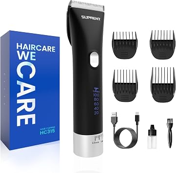 SUPRENT Professional Beard Trimmer for Men- with 20 Adjustable Precision Cutting Lengths- Cordless Hair Mustache Trimmer with Ceramic Blade- Rechargeable High-Performance Home Hair Trimmer